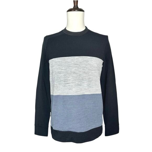 Icebreaker | Men | Merino Wool Color Block Stripe Crew Neck Sweater | Size Small - Picture 2 of 10